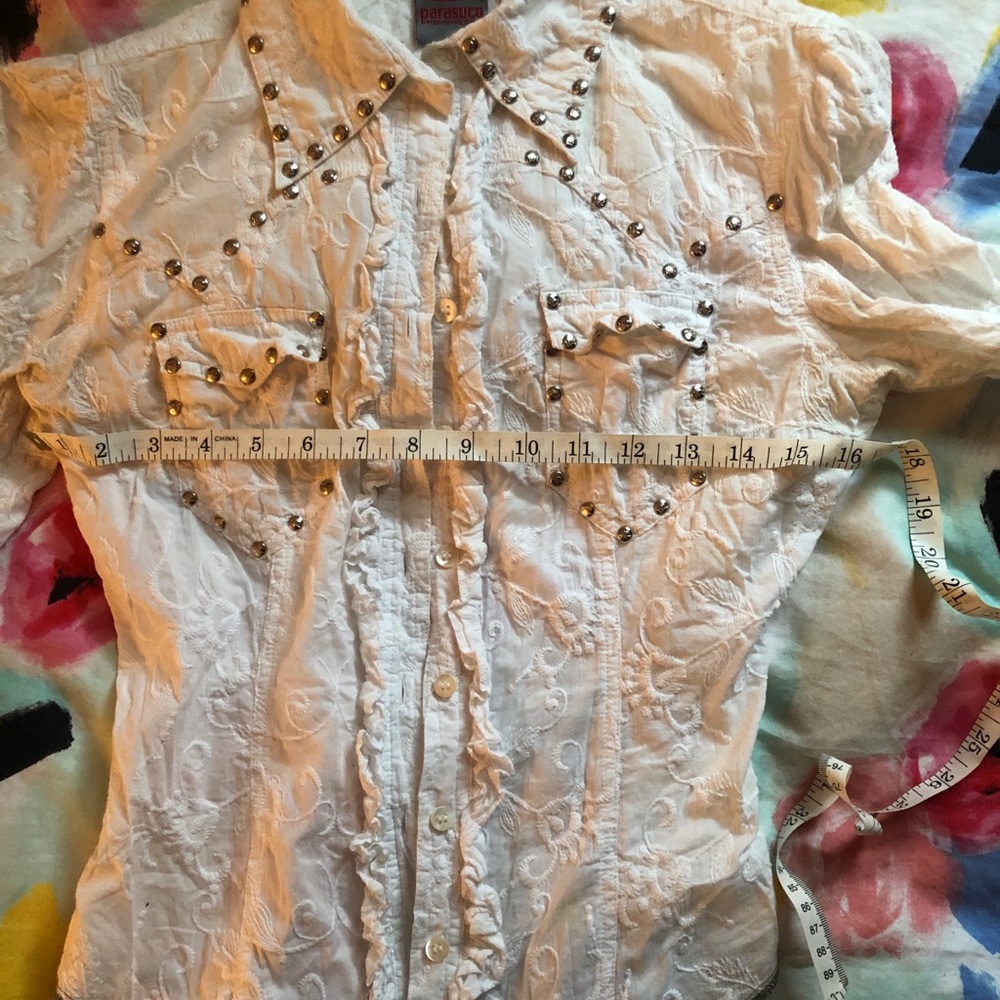 Paradsuco ruffled 3/4 length top